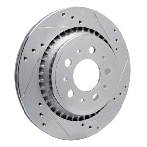 Volvo V70 Brake Rotor (1) - Rear Right - R1 Concepts - Drilled & Slotted - Silver - 2000